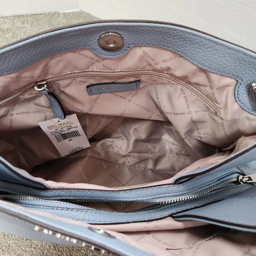 MICHAEL KORS Jet Set Item Large Chain Shoulder Tote in Pebbled Leather P…